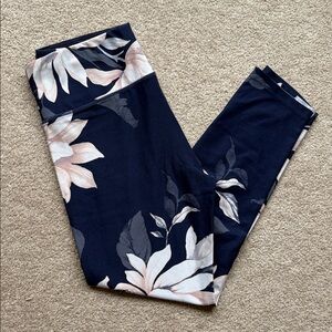 Calvin Klein Navy Floral High-Waist Leggings, M, NWOT
